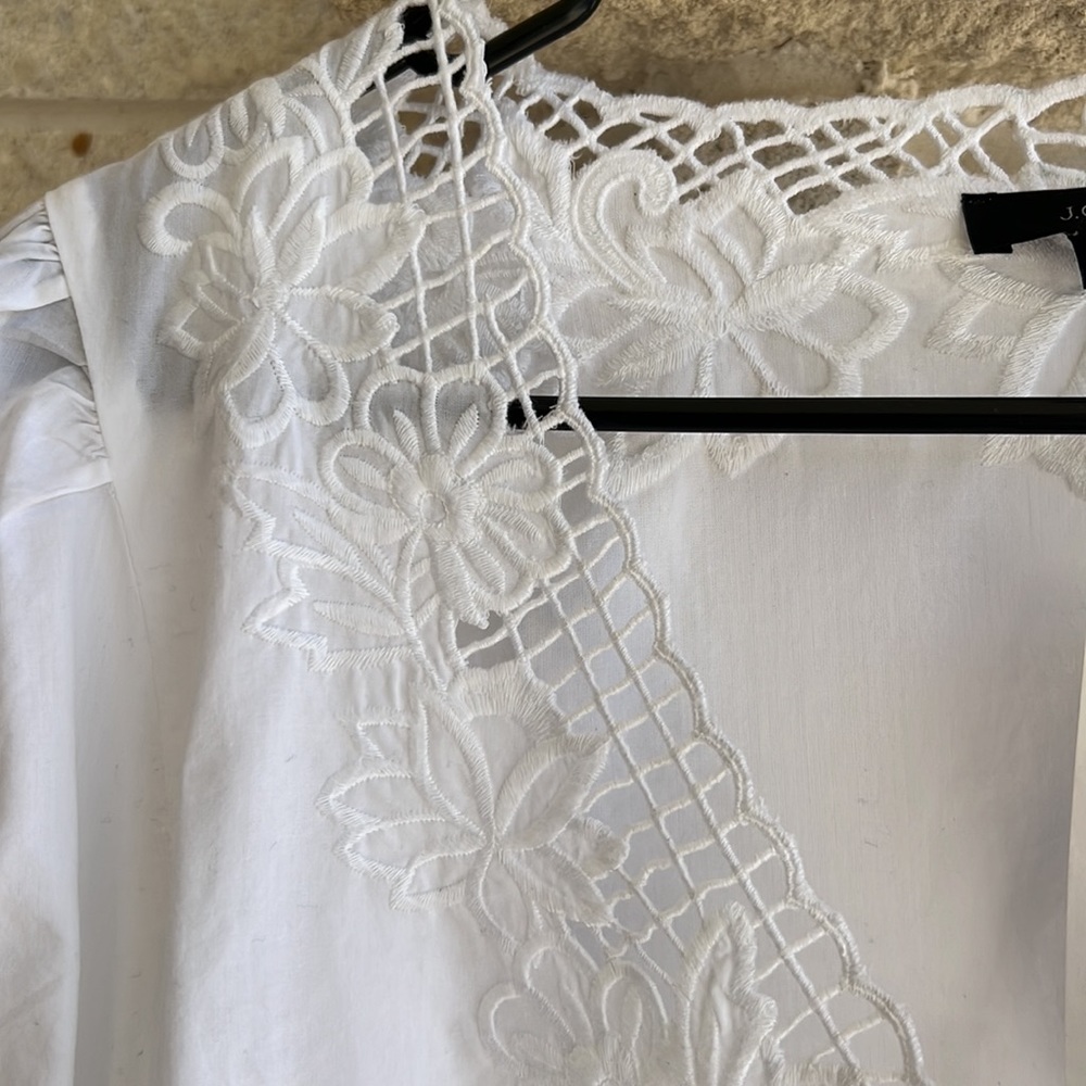 J Crew woven top with eyelet trim. NWT